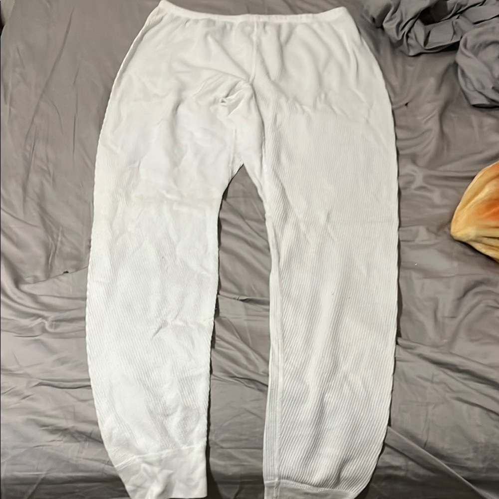 White Ribbed Lounge Pants